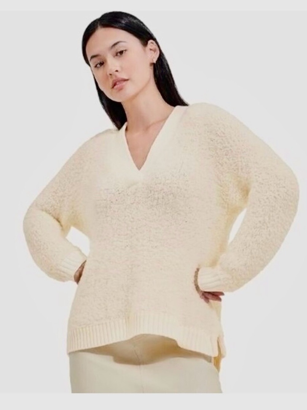 UGG Ivory Bouclé V-Neck Sweater